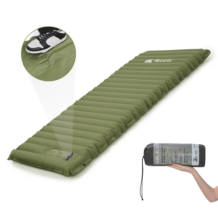 Rilextec Sleeping Pad for Camping, 4”Thickness Inflatable Sleeping Mats with Built-in Foot Pump for Hiking Backpacking Traveling