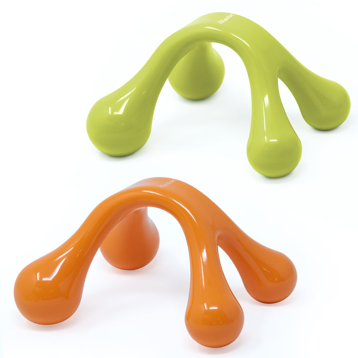 Rilextec Handheld Manual Back Massagers, Orange & Chartreuse